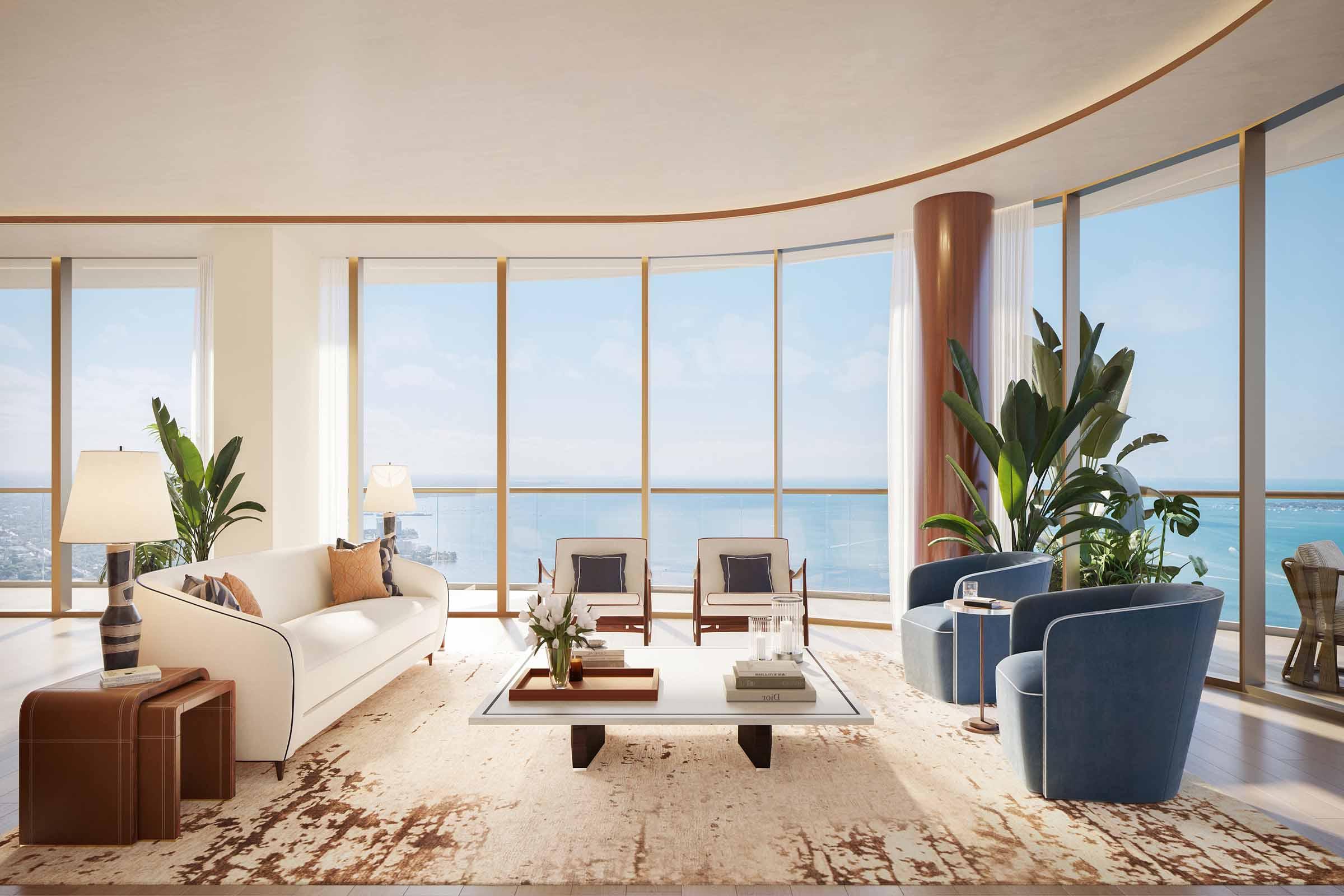 Rendering of Cipriani Residences Brickell Miami Living