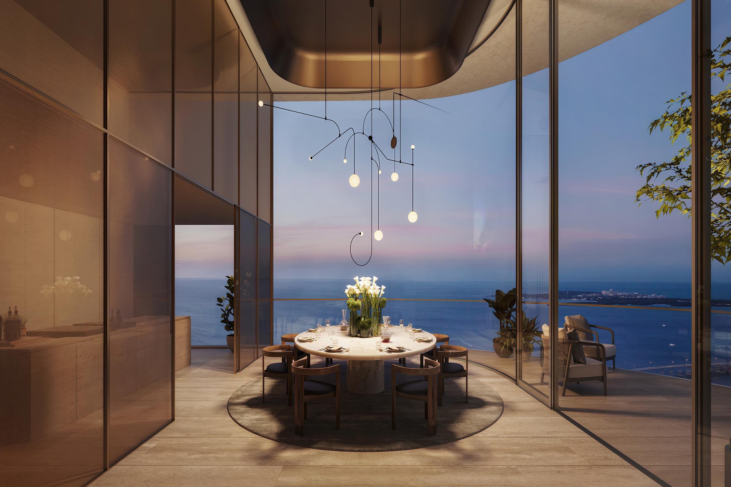Rendering of The Residences at 1428 Brickell Dining Room